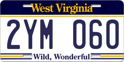 WV license plate 2YM060