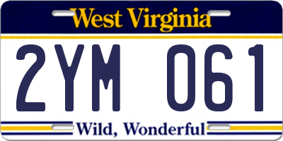 WV license plate 2YM061