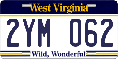 WV license plate 2YM062