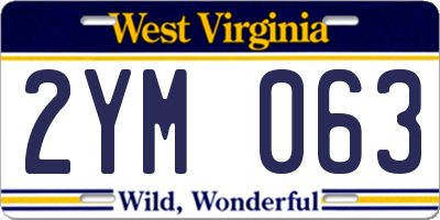 WV license plate 2YM063