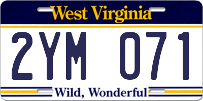 WV license plate 2YM071
