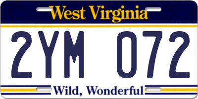 WV license plate 2YM072
