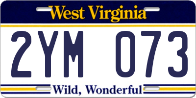 WV license plate 2YM073