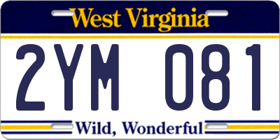 WV license plate 2YM081
