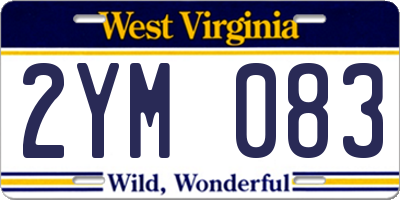 WV license plate 2YM083