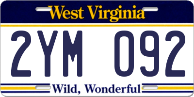 WV license plate 2YM092