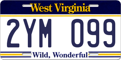WV license plate 2YM099