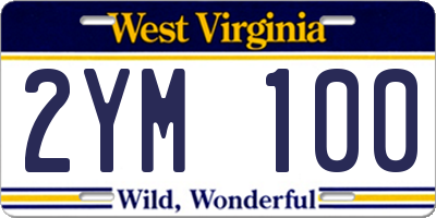 WV license plate 2YM100