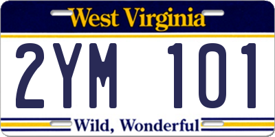 WV license plate 2YM101