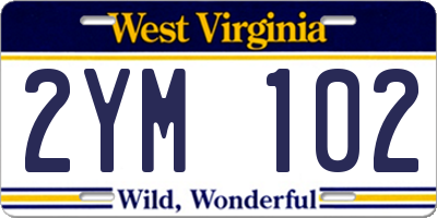 WV license plate 2YM102