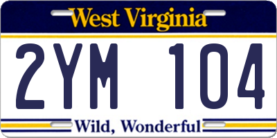 WV license plate 2YM104
