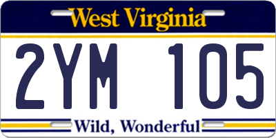 WV license plate 2YM105