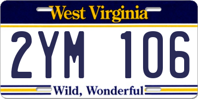 WV license plate 2YM106