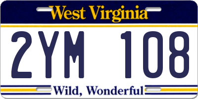 WV license plate 2YM108