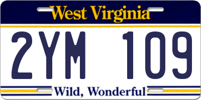 WV license plate 2YM109