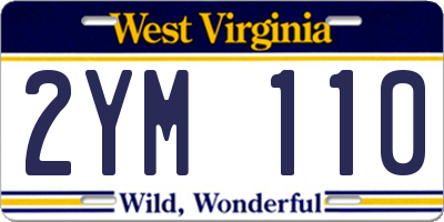 WV license plate 2YM110