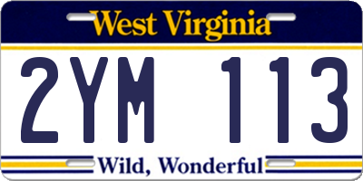WV license plate 2YM113