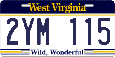 WV license plate 2YM115