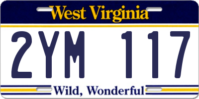 WV license plate 2YM117