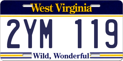 WV license plate 2YM119