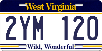 WV license plate 2YM120