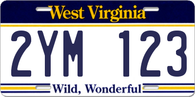 WV license plate 2YM123