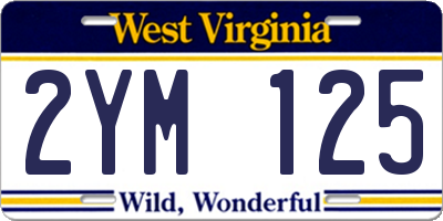 WV license plate 2YM125