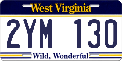 WV license plate 2YM130