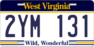 WV license plate 2YM131