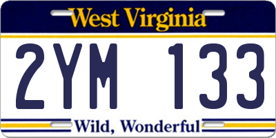 WV license plate 2YM133