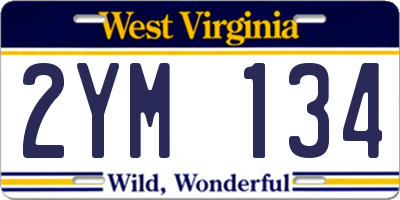 WV license plate 2YM134