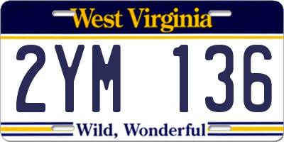 WV license plate 2YM136