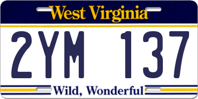 WV license plate 2YM137