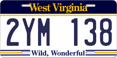 WV license plate 2YM138