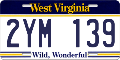 WV license plate 2YM139
