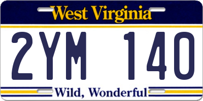 WV license plate 2YM140
