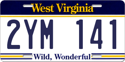 WV license plate 2YM141