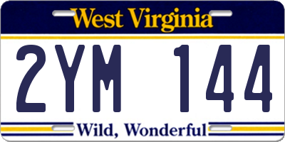 WV license plate 2YM144
