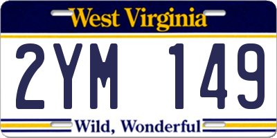 WV license plate 2YM149