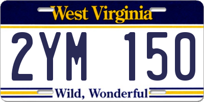 WV license plate 2YM150