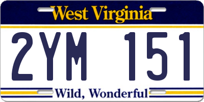 WV license plate 2YM151