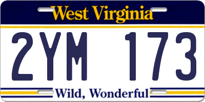 WV license plate 2YM173