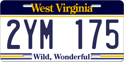 WV license plate 2YM175