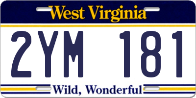 WV license plate 2YM181
