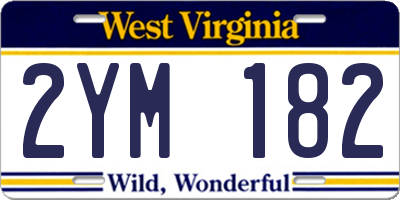 WV license plate 2YM182