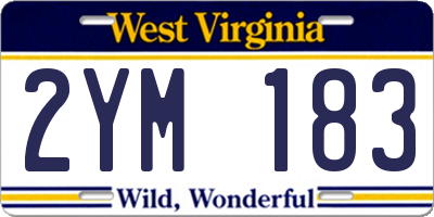 WV license plate 2YM183
