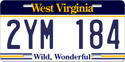 WV license plate 2YM184