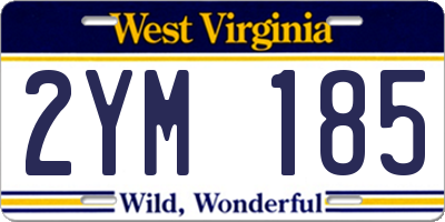 WV license plate 2YM185