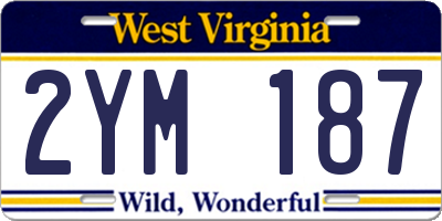 WV license plate 2YM187