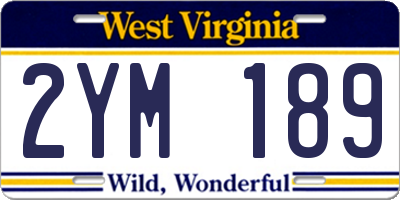 WV license plate 2YM189